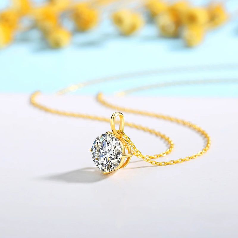 Hot Sale 100% Real 14k AU585 Gold Pendant D Color Moissanite Necklace For Women 0.5ct/1ct/2ct/3ct Luxury Engagement Jewelry