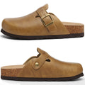 Litfun Women's Vegan Leather Clogs Comfortable Cork Footbed Mules Men Fashion Slip On Potato Shoes with Arch Support Beach Shoes
