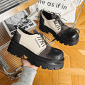 Men Thick Soled Derby Shoes Height Increasing Non Slip Breathable Color Blocked Casual Personalized Youth Fashion Shoes