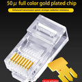 50 PCs RJ45 Connector Cat6 Connector Network Unshielded RJ45 Perforated Crystal Head Network Cable