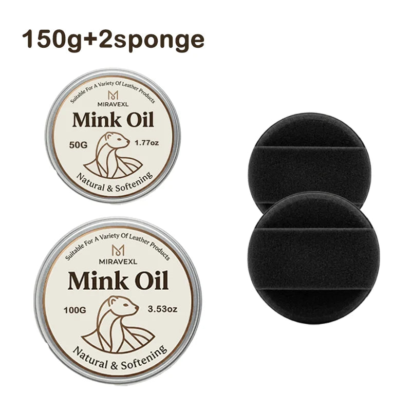 Mink Oil Leather Care Kit with Free Application Sponge - Softens, Protects & Extends Life of Your Favorite Leather Items