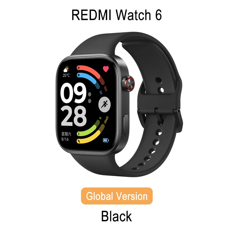 Global Version Redmi Watch 6 2.07" AMOLED Screen 550mAh Battery 150+ Sports Modes 5ATM Water Resistance Xiaomi HyperOS 3