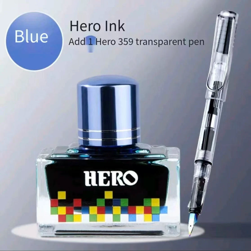 Hero 12 Colors Non-Carbon Ink 40ml Waterproof Quick Dry Fountain Pen Calligraphy Drawing Ink