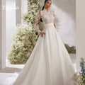 Customized Lace Appliques Wedding Dresses High Collar | SAMAG