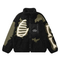 Y2K retro splicing embroidered cotton jacket winter new warm American loose stand-up collar contrasting color men's top