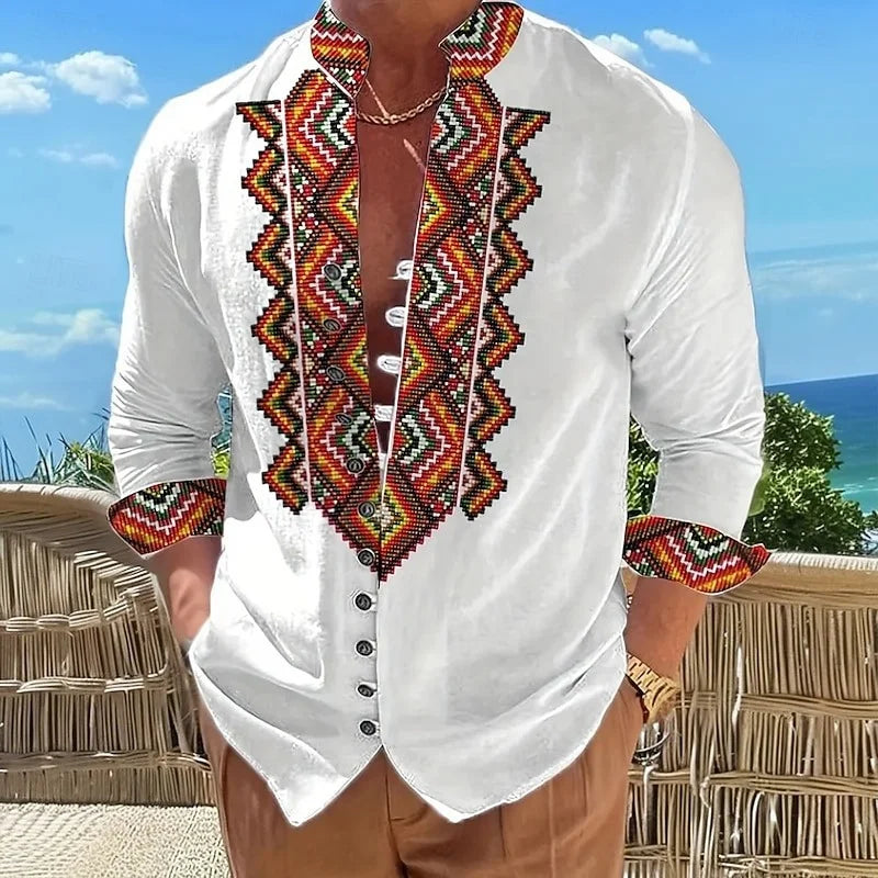 New men's Long Sleeved Shirt With Gold 3D Turtle Print | SAMAG