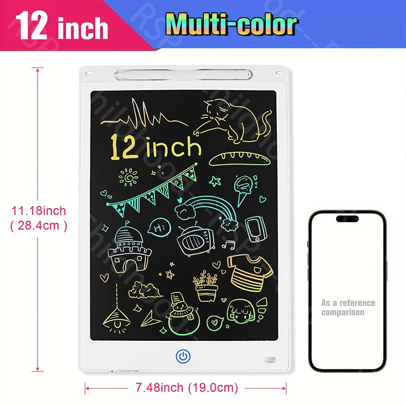 Tablettes électroniques 12 pouces, blocs d’écriture LCD, tableaux à dessin graphiques numériques pour enfants