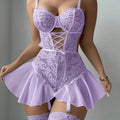Lingerie Set for Women Hot Sexy Bodysuit Sheer Mesh Nightgown Lace See Through Garter Seductive Women's Bedroom Underwear