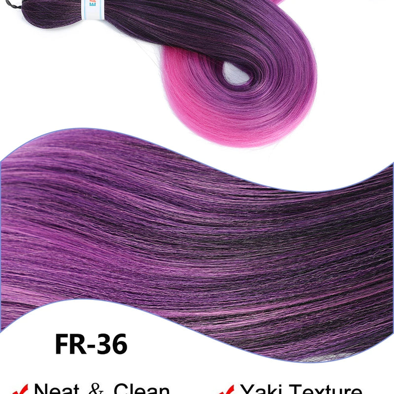 Purple Braiding Hair Extensions Pre Stretched Soft Yaki Synthetic Jumbo Braids DIY Ponytail Braid Pink Grey Orange Red Blue Hair