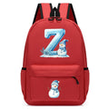 Xmas Snowman Alphabet A-Z Print Backpack for Toddler Girls Boys Schoolbag Holiday Lightweight Kindergarten Kid Daily School Bag