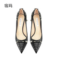 Women's Shoes luxury woman shoes 2026 Heels For Women Fashion Designer Brand Pumps Stiletto Rivets High Heels Pointed Toe 10cm