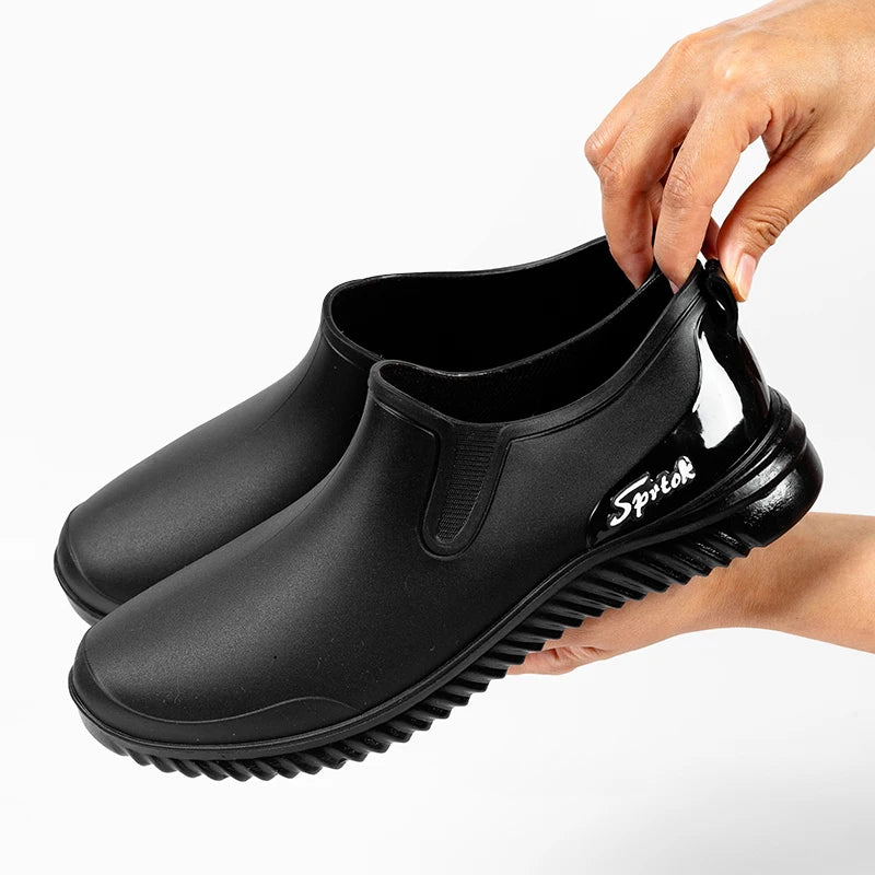 1 Pair of Ankle Rain Boots For Men Simple Waterproof Rain Shoes Toughness Anti-slip Fishing On Work Camping Waterproof