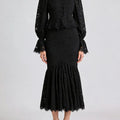 TWOTWINSTYLE Slimming Sheer Spliced Lace Two Piece Sets for Women V Neck Long Sleeves High Waist Irregular Skirt Set Female New