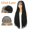 13x4 Lace Frontal Synthetic Braided Wig for Black Women Small Deep Wave Long Brown Wigs Crochet Braiding Wig with Baby Hair