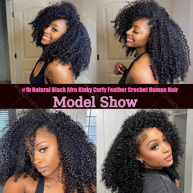 Feather Crochet Human Hair 4/27 Highlight Pixie Curl Bulk Hair Extensions Lightweight Small Spirals Curly Crochet Hair For Braid