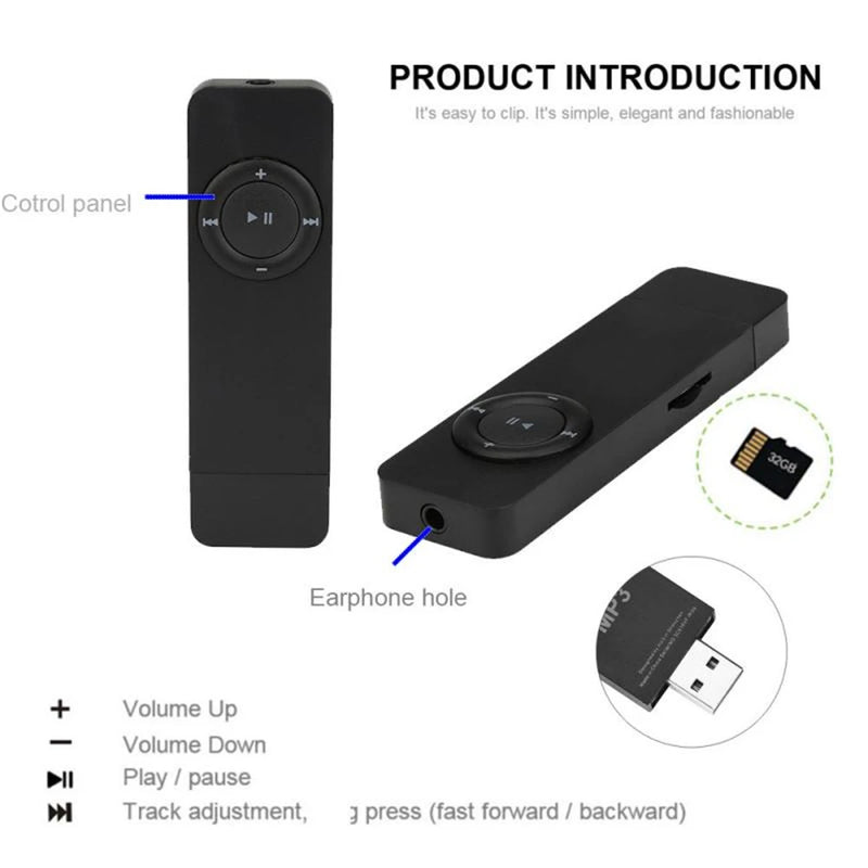 MP3 Player Music Speaker Portable Long USB Plug-in Music Player Hifi Player Support micro tf card