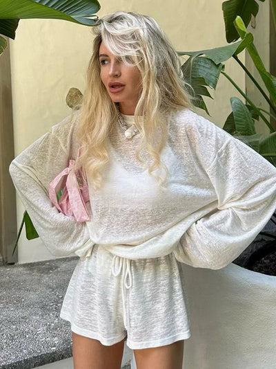 Tossy Casual White Women Summer Lounge Wear Loose Long | SAMAG