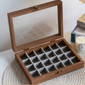 Retro Elegant Wood Jewelry Box Glass Lid Dust-proof Jewelry Organizer Velvet Storage Box Ring Display Holder Desk