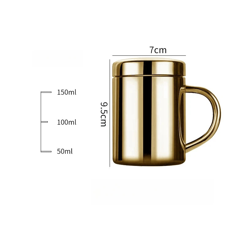 Thermal Mug with Lid 304 Stainless Steel Coffee Cup Home Office Double Wall Tumbler Anti-drop Keep Warm&cold Double Bottom Mug