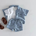 TZ2638 Korean Style Baby Boys Girls Short Sleeve Denim | SAMAG