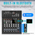 Fuluode 8-Channel Bluetooth Audio Mixer 4-Band EQ  Portable Sound Mixing Console USB Interface Live Recording Studio Karaoke
