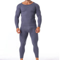 Winter Long Johns Men's Thermal Underwear Thickened Cashmere Silk Base Layer Set  Fleece Warm Pajamas Set Round Neck