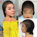 Short Ombre Cornrow Braided Bob Wig Synthetic Full Lace Braided Lace Wig with Baby Hair Knotless Handmade Braids Wigs for Women
