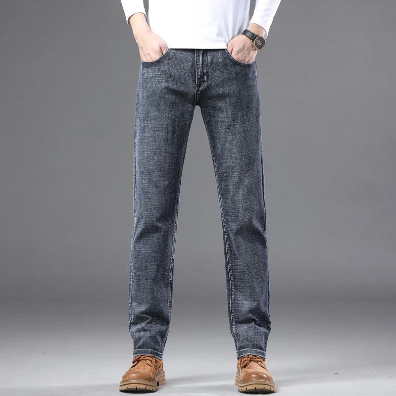 Fashion Light Blue Slim Straight Jeans Men's Spring | SAMAG