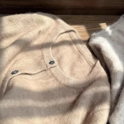 100% Pure Mink Cashmere sweater coat women's round - neck | SAMAG