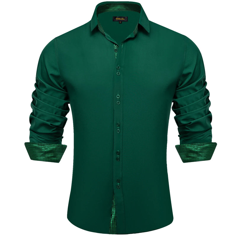 Men's Polyester Cotton Solid Black Shirts Long Sleeve | SAMAG