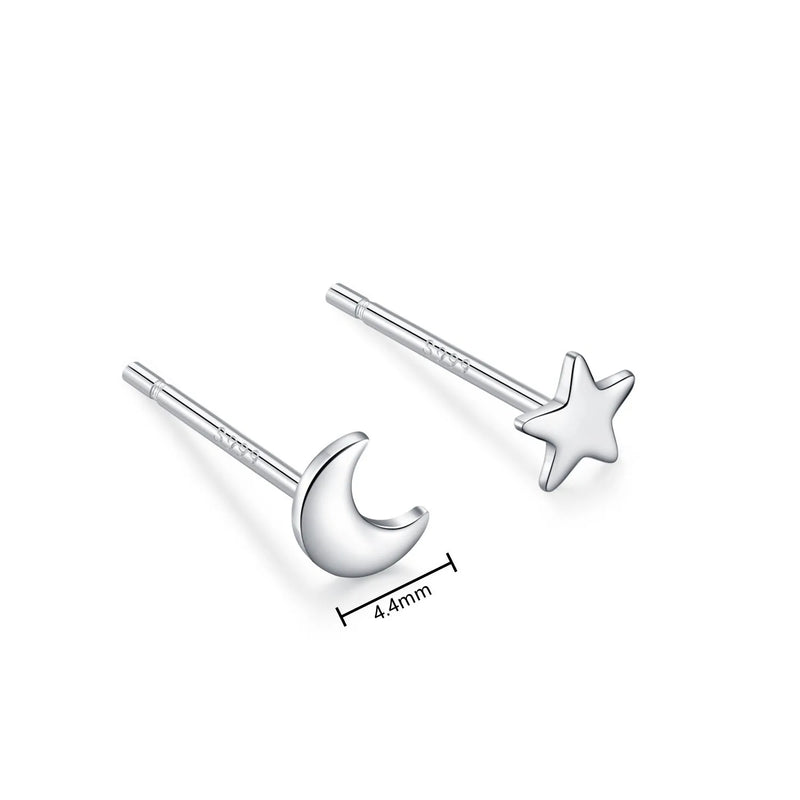 925 Sterling Silver Hypoallergenic Stud Earrings for Women Moon Star of David Maple Leaf Heart Lightning Earrings S999 Jewelry