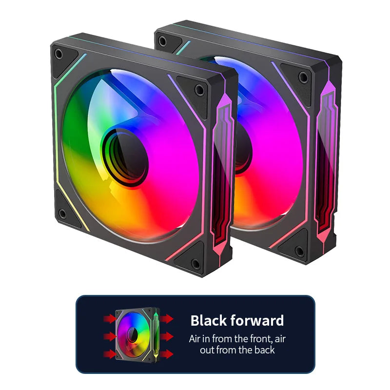 Teucer Infinite Mirror 120mm 5V 3Pin ARGB PC Case FAN 12V 4Pin PWM 800-2000RPM 12cm Chassis CPU Water Cooling Ventilator
