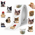 50-500pcs Cartoon Cat Stickers Cute Animal Sticker Waterproof Self-Adhesive Paper Mobile Rewards Sealing Label Decal Stationery