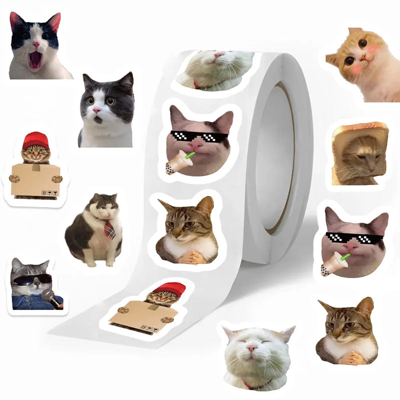 50-500pcs Cartoon Cat Stickers Cute Animal Sticker Waterproof Self-Adhesive Paper Mobile Rewards Sealing Label Decal Stationery