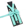 Fashion Men Kids Turquoise Green Suspender Bowtie Sets Elastic Solid Color Y - back Straps Butterfly - Visuel 8 | SAMAG