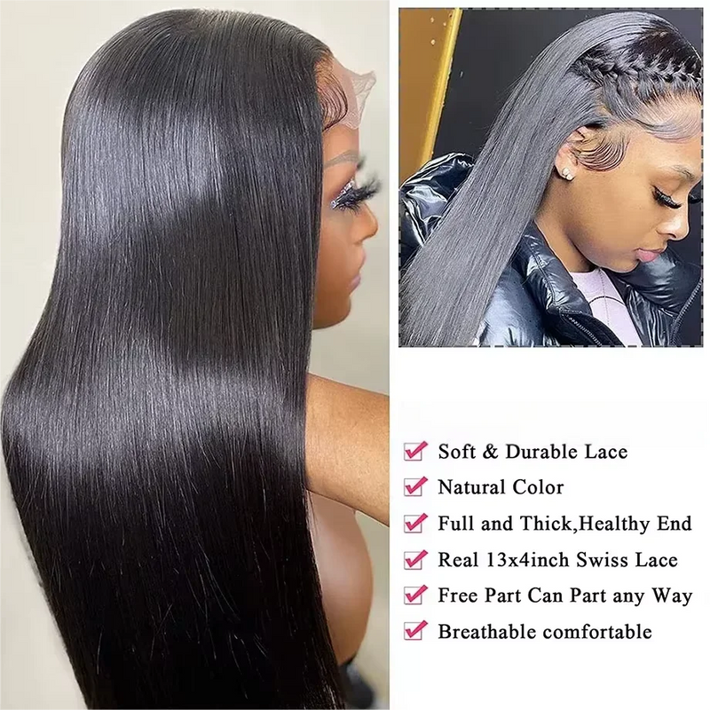 40 46 Inch 200 Density 13x4 13x6 Full Frontal 360 HD Transparent Lace Long Straight 5x5 Closure Human Hair Pre plucked Wigs