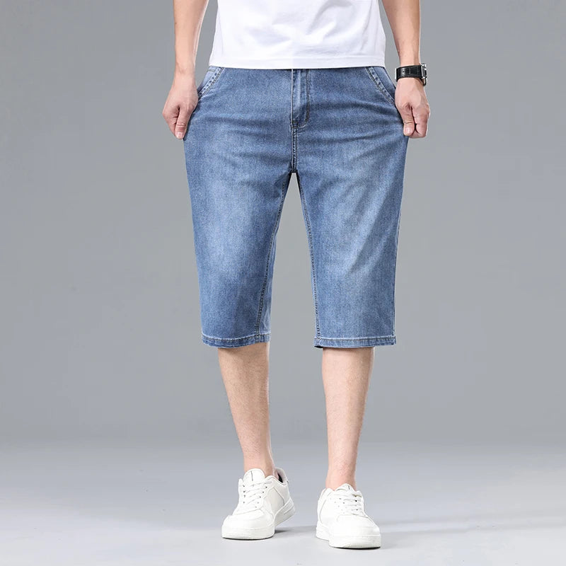 Summer Men's Thin Straight Denim Shorts Soft | SAMAG