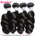 Beaufox Loose Wave Human Hair Bundles With Closure Indian Hair Weave 3/4 Bundles With Lace Closure Wavy Human Hair Extensions