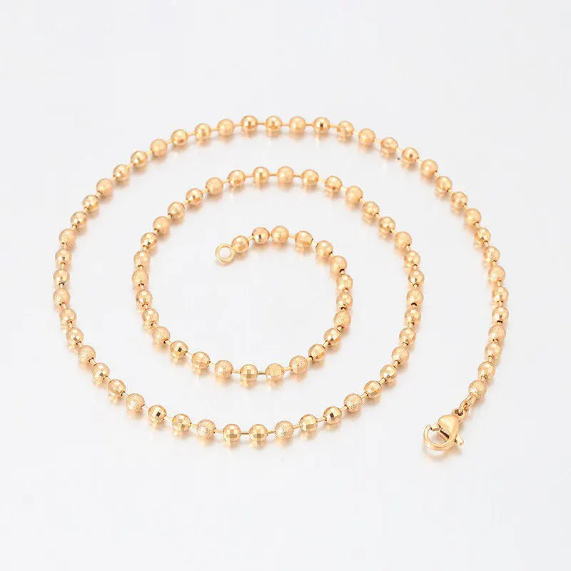 XP Jewelry -- 45 cm x 3 mm 18 k Gold Plated Beads Chains Necklaces for Women Men Matching Pendants