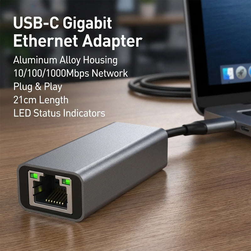 USB Type C Ethernet Adapter 1000/100 Mbps RJ45 Network Card for Mac PC Windows XP 7 8 10 Android - USB LAN Internet Cable