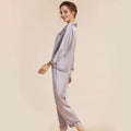 Tcyeek, 100%Real Silk Casual Pajamas Set, Women Long Sleeve Top Pants, Solid Home Clothing Set, 2024 Summer Autumn S48024QC