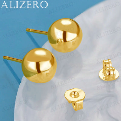 ALIZERO 18K Gold Smooth 8mm Beads Stud Earrings For Women Wedding Engagement Party Fashion Charms Jewelry Accessories | SAMAG