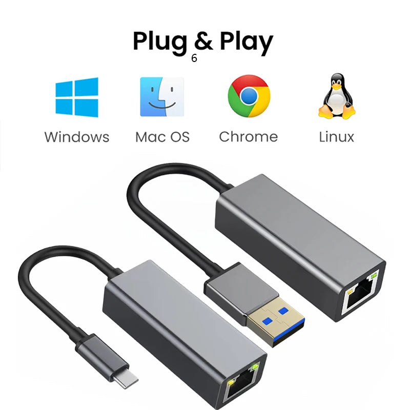 100/1000Mbps Ethernet Adapter USB 3.0 Type C RJ45 Wired Network Card For PC Laptop Desktop Gigabit Lan - Visuel 4 | SAMAG