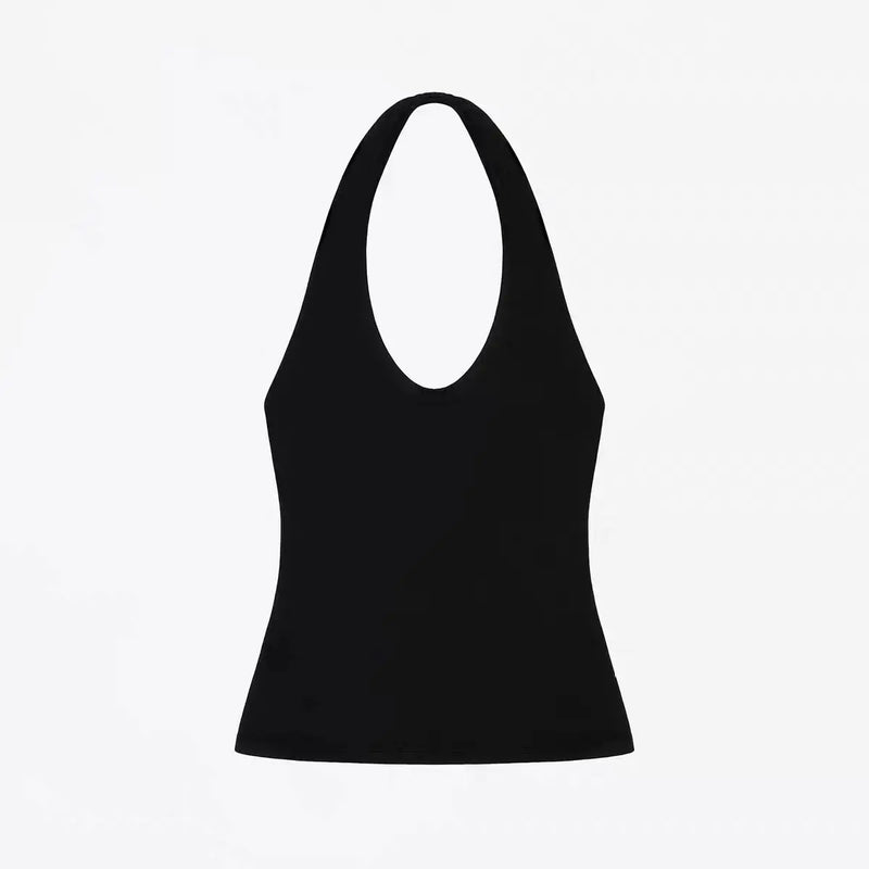 ANK Air Summer Top with Solid Color, Black and White Powder, Wide Shoulder Strap, I-Shaped Tank Top, Women's Sports, Daily Wear