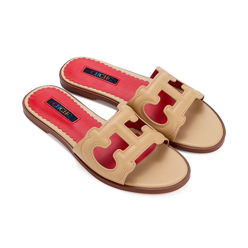 CH Women's Solid Color Slippers for Outings, Exquisite and Fashionable Brand, Versatile Casual Women's Flat Shoes