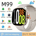 M99 5G Smartwatch: 2.4" AMOLED Screen, Rotating Camera, SIM & WiFi Support for Standalone Calls and Social Media.