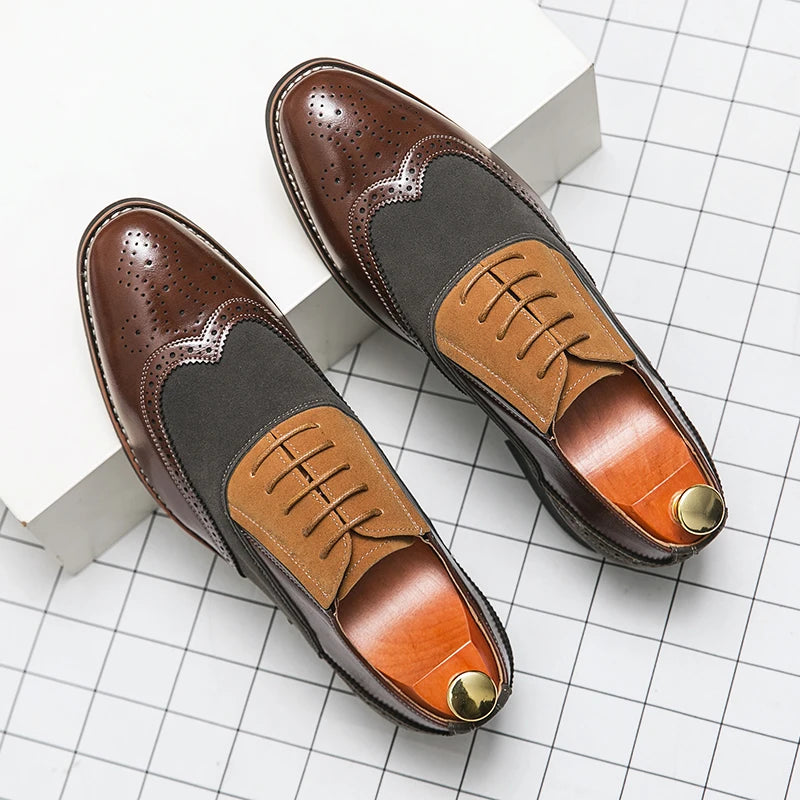 Retro Oxfords Shoes Men Classic Men's Dress Shoes Casual Business Social Brogues Shoes For Wedding