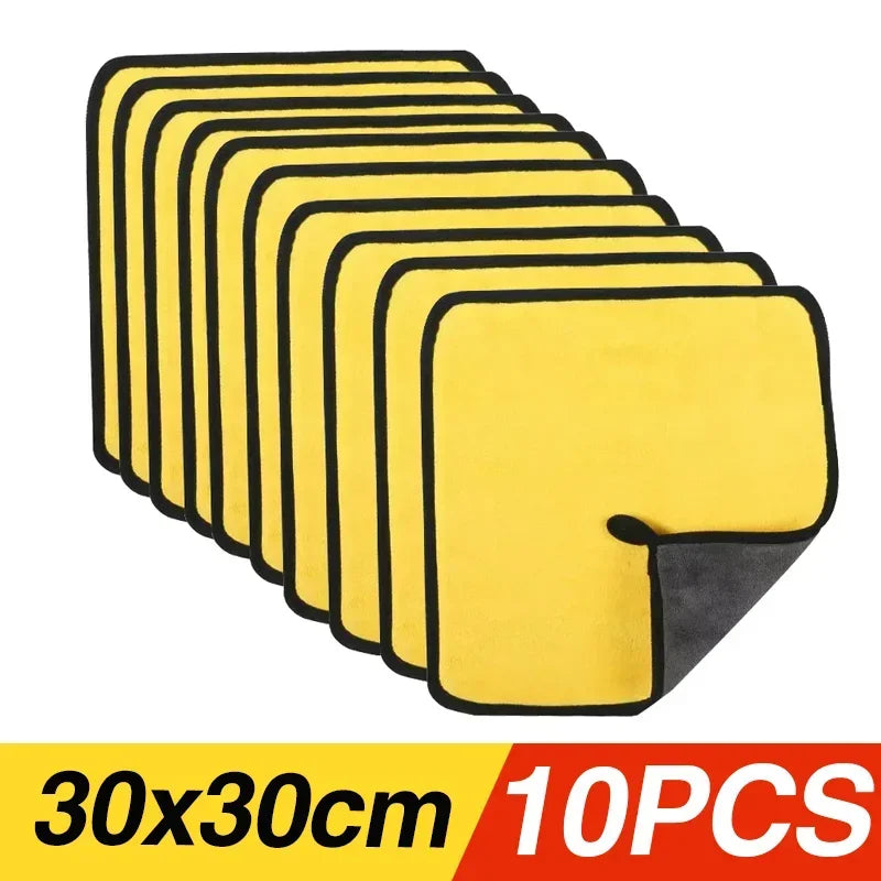 1/3/5/10PCS Car Wash Towels Cleaning Cloth Absorbent Dry Cloth General Purpose Microfiber Towel Thickened Yellow 30/40/60cm