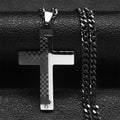 Goth Stainless Steel Cross Pendant Necklace Biker Men Punk Black Silver Color Crucifixion Crystal Necklace Hip Hop Jewelry N6337