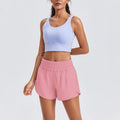 Porty Lady Solid Color High-Waist Yoga Running Double-Layered Anti-Glare Fitness Tight-Fitting Sports Shorts